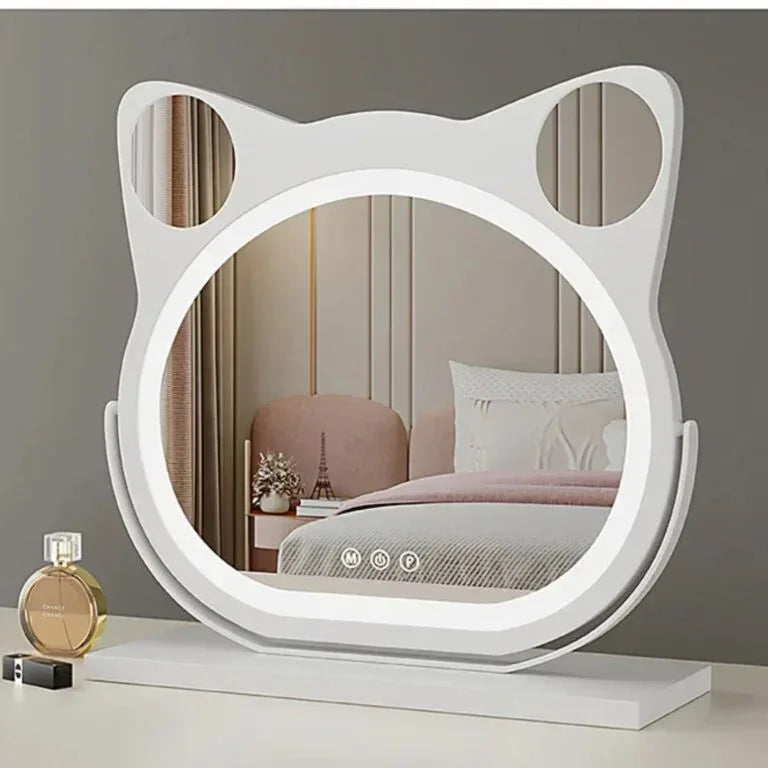 FelisGlow Cat-Ear LED Vanity Mirror with Smart Touch Lighting
