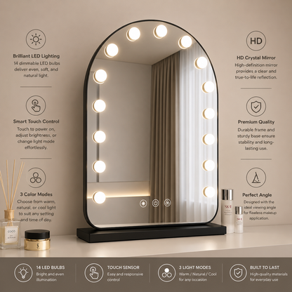 GlintArc Arched LED Vanity Mirror with Smart Lighting