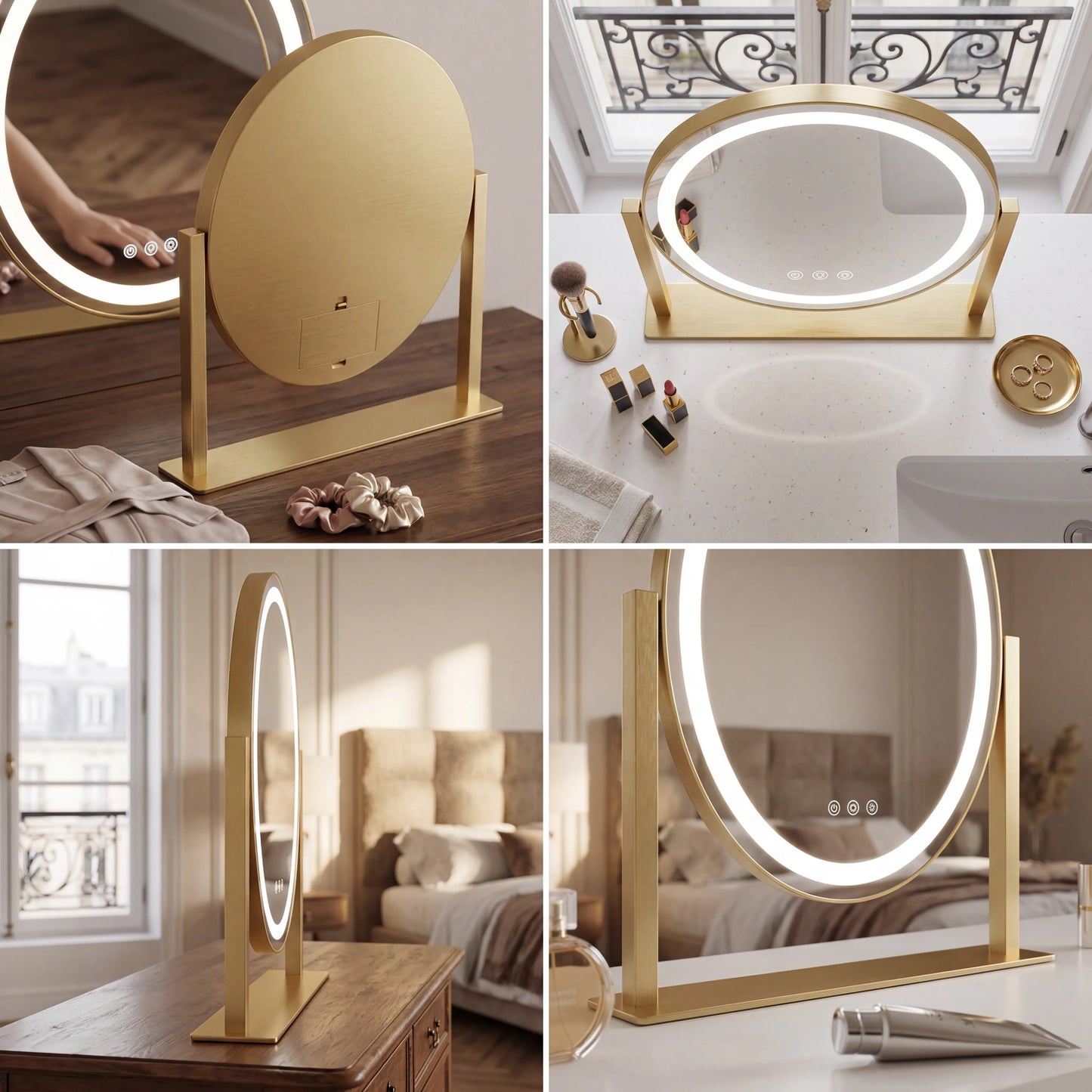 AuraVogue LED Vanity Mirror with Smart Touch Lighting