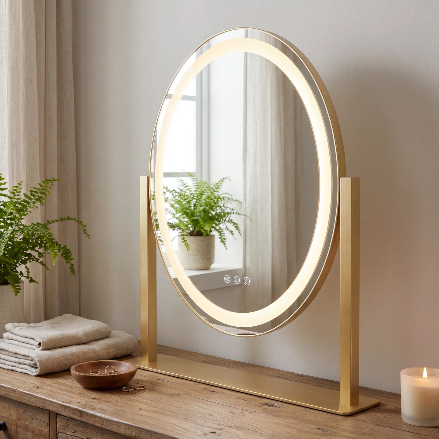 AuraVogue LED Vanity Mirror with Smart Touch Lighting