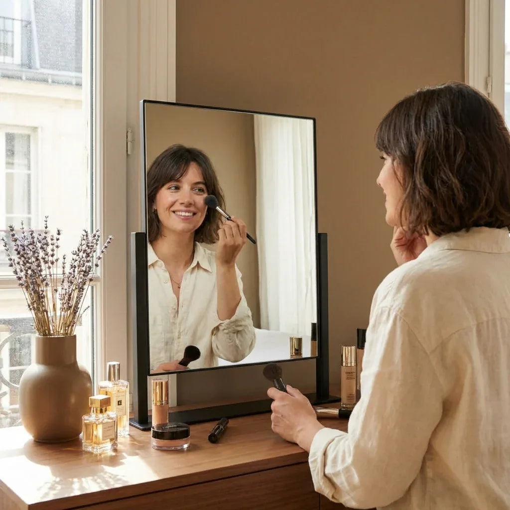Élovere Art Deco Vanity Mirror with Solid Oak Base