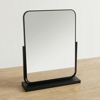 AuraGlaze Art Deco Vanity Mirror with Solid Oak Base