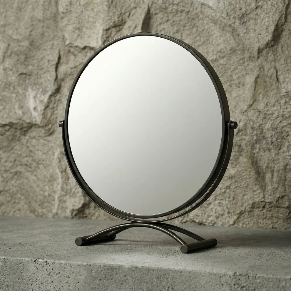 Modenis Art Deco Vanity Mirror with Solid Oak Base