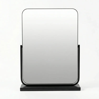 AuraGlaze Art Deco Vanity Mirror with Solid Oak Base