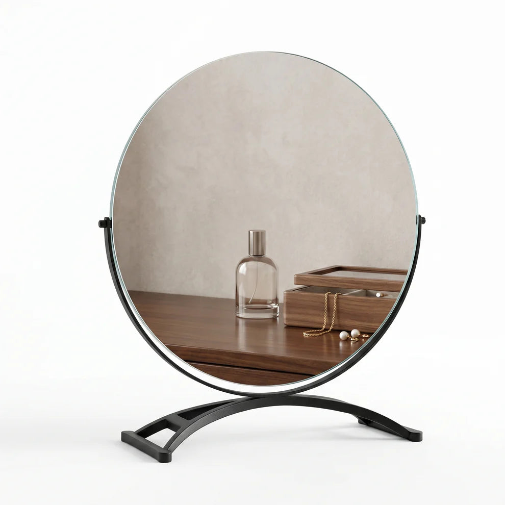 Modenis Art Deco Vanity Mirror with Solid Oak Base