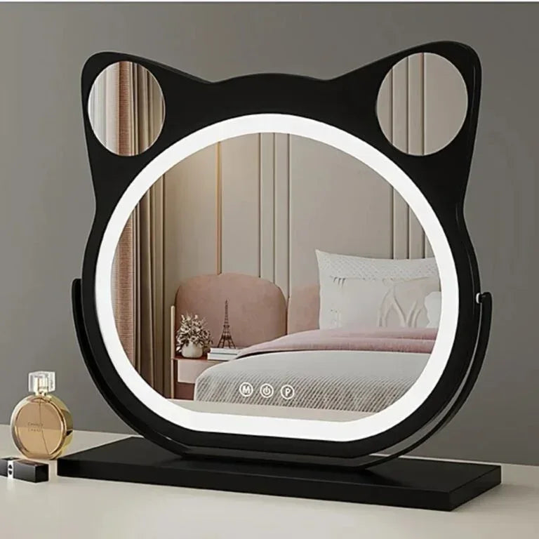 FelisGlow Cat-Ear LED Vanity Mirror with Smart Touch Lighting