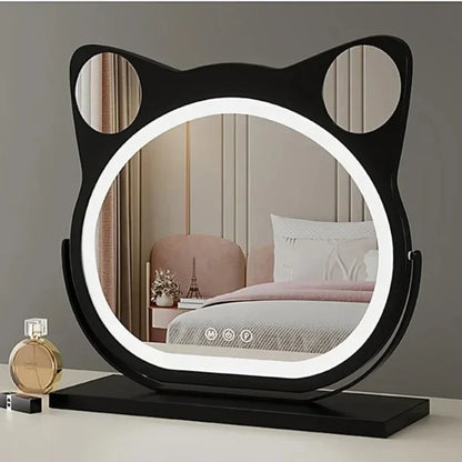 FelisGlow Cat-Ear LED Vanity Mirror with Smart Touch Lighting