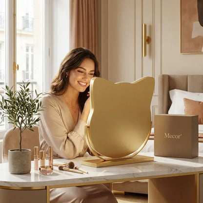 FelisGlow Cat-Ear LED Vanity Mirror with Smart Touch Lighting