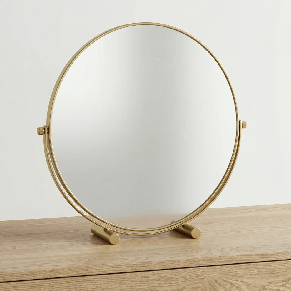 Valcera Art Deco Vanity Mirror with Oak Base