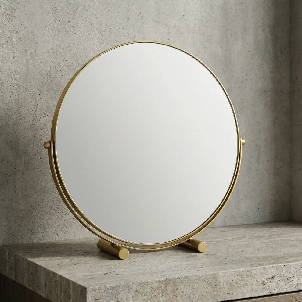 Valcera Art Deco Vanity Mirror with Oak Base