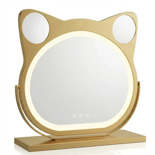 FelisGlow Cat-Ear LED Vanity Mirror with Smart Touch Lighting