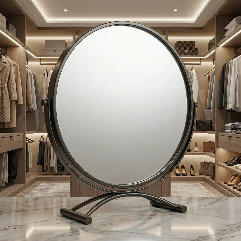 Modenis Art Deco Vanity Mirror with Solid Oak Base