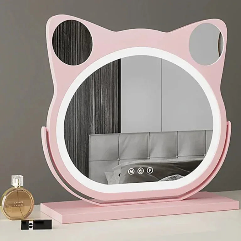 FelisGlow Cat-Ear LED Vanity Mirror with Smart Touch Lighting