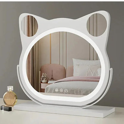 FelisGlow Cat-Ear LED Vanity Mirror with Smart Touch Lighting